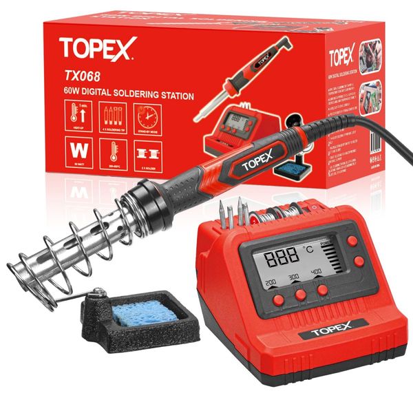 TOPEX 60W digital soldering Iron Station Solder Fast Heat Variable Temperature LED Display