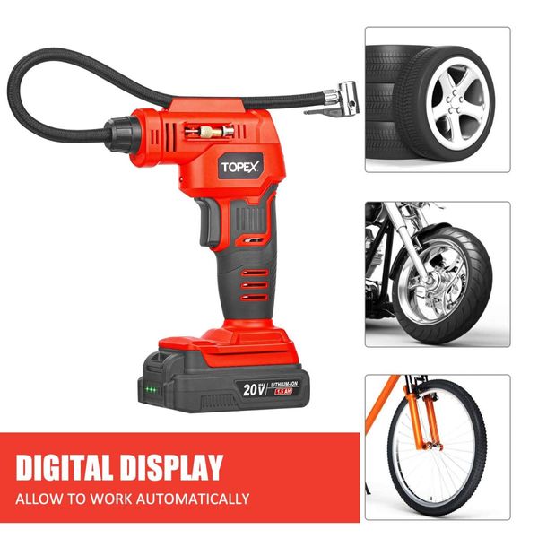 Topex 20V Max Cordless Air Compressor Car Tyre Deflator w/Digital Pressure Gauge LED Light