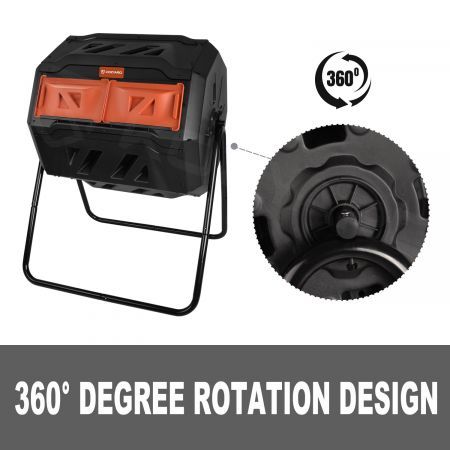 Dual Chamber Compost Bin 360 Degree Rotating with Lids