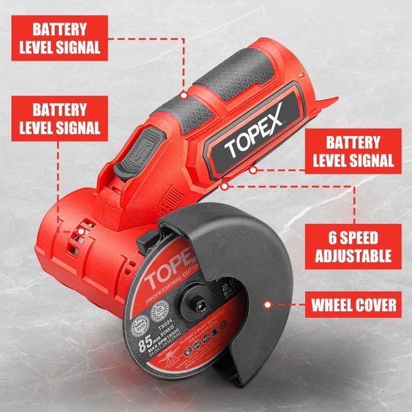 TOPEX 12V Cordless Angle Grinder with 2 Polishing disc,1 Wrench for Metal and Wood??