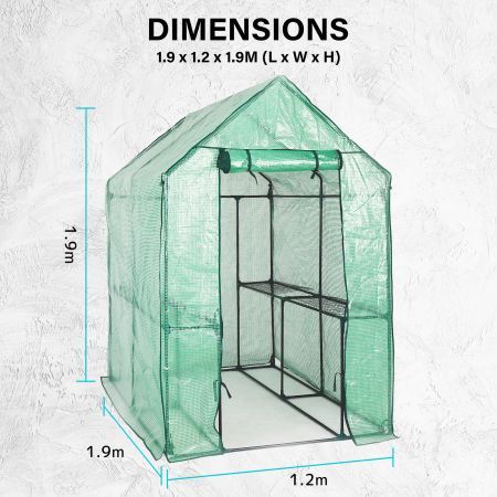 Garden Greenhouse Walk-In Shed 190cm PE Apex