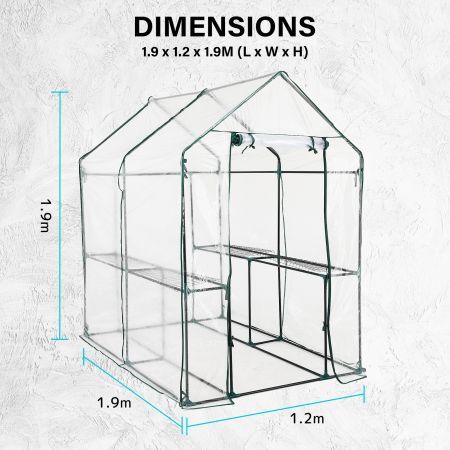 Garden Greenhouse Walk-In Shed 190cm PVC Apex