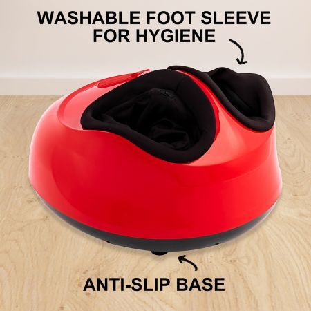 Foot Massager Electric Massagers Shiatsu Air Compression Heat Remote RED