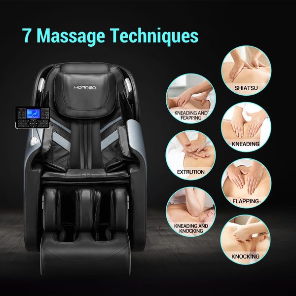 HOMASA Massage Chair 4D Electric Massager Zero Gravity Recliner with Bluetooth Speaker Gray