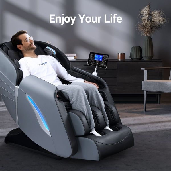 HOMASA Massage Chair 4D Electric Massager Zero Gravity Recliner with Bluetooth Speaker Gray