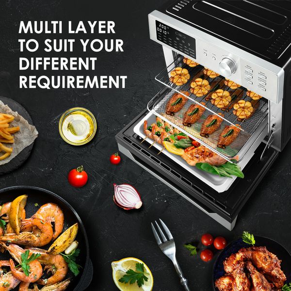 Maxkon Large Air Fryer Electric Digital Convection Oven Big Air Cooker Toaster Oil Free 30L 1800W Dual Cook Function 