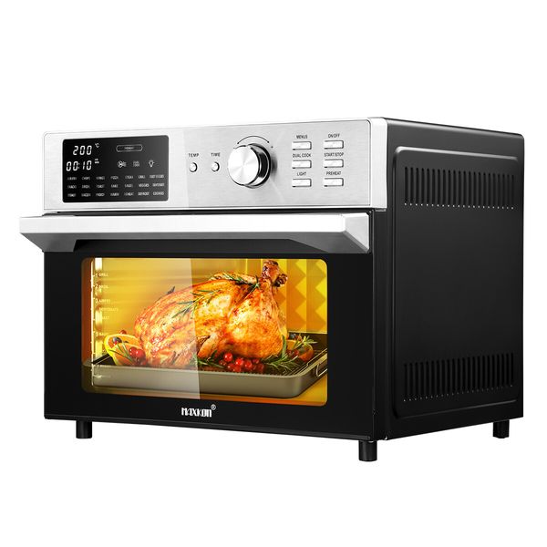 Maxkon Large Air Fryer Electric Digital Convection Oven Big Air Cooker Toaster Oil Free 30L 1800W Dual Cook Function 