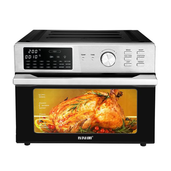 Maxkon Large Air Fryer Electric Digital Convection Oven Big Air Cooker Toaster Oil Free 30L 1800W Dual Cook Function 