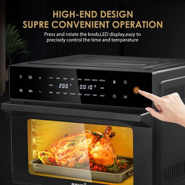 Maxkon Air Fryer Large Convection Oven Electric Digital Toaster Big Air Cooker Oil Free 1800W 30L Dual Cook Function Black