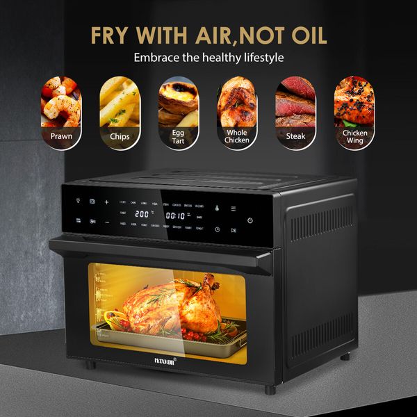 Maxkon Air Fryer Large Convection Oven Electric Digital Toaster Big Air Cooker Oil Free 1800W 30L Dual Cook Function Black