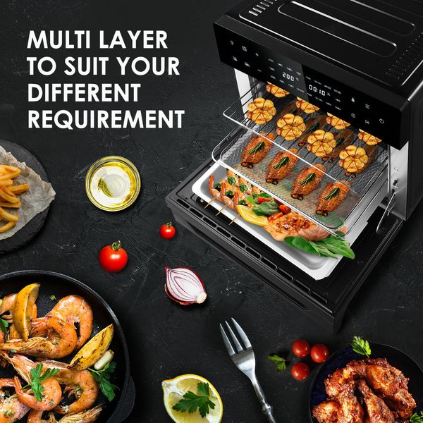 Maxkon Air Fryer Large Convection Oven Electric Digital Toaster Big Air Cooker Oil Free 1800W 30L Dual Cook Function Black