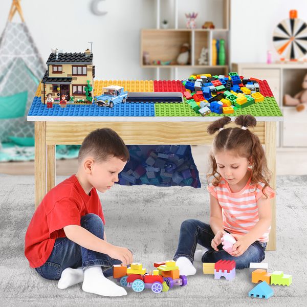 Wooden Kids Lego Multi-Activity Table Colourful Building Block Construction Play Desk Removable Storage Net