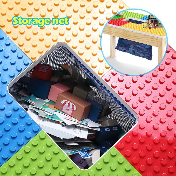 Wooden Kids Lego Multi-Activity Table Colourful Building Block Construction Play Desk Removable Storage Net