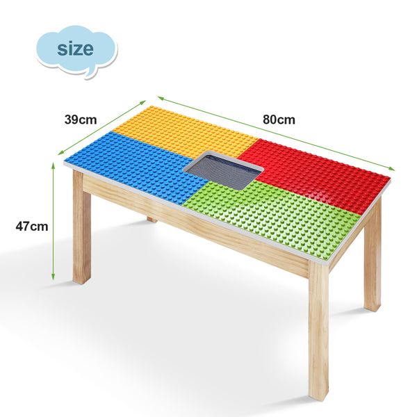 Wooden Kids Lego Multi-Activity Table Colourful Building Block Construction Play Desk Removable Storage Net