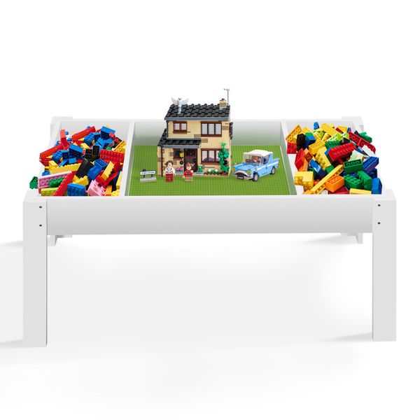 Kids Wooden Activity Table Lego Play Center Toys Storage Desk Compatible with Building Blocks