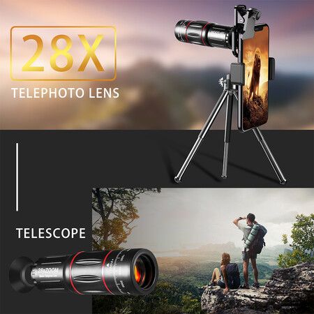 Mobile Phone Lens Kit 28X HD Telescope Zoom Macro Lens For iPhone Samsung Smartphone Camera  Fisheye Lens For Mobile