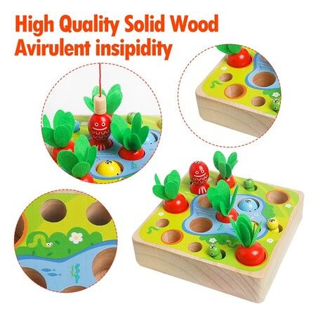 Wooden Sensory Education Puzzle Carrot Harvest Catching Worm Montessori Letters Cognition Preschool Gift