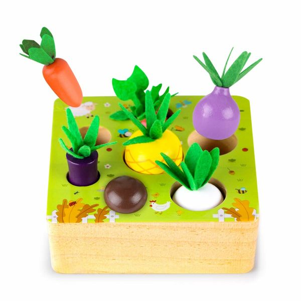 Wooden Farm Harvest Game Montessori Toy, Early Learning Toy 7 Sizes Vegetable or Fruits