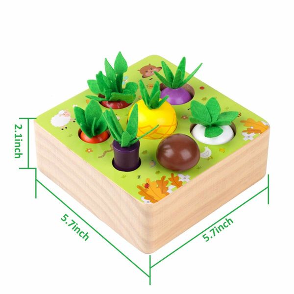 Wooden Farm Harvest Game Montessori Toy, Early Learning Toy 7 Sizes Vegetable or Fruits