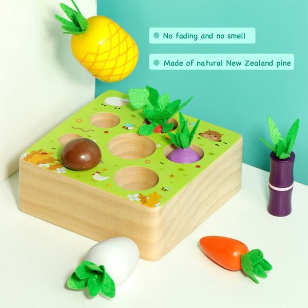 Wooden Farm Harvest Game Montessori Toy, Early Learning Toy 7 Sizes Vegetable or Fruits