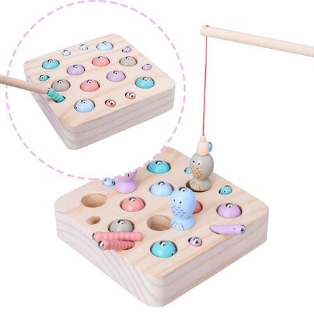 Wooden Magnetic Fishing Game ,Number Montessori Toys for Toddler Fishing Games,Catching Worms