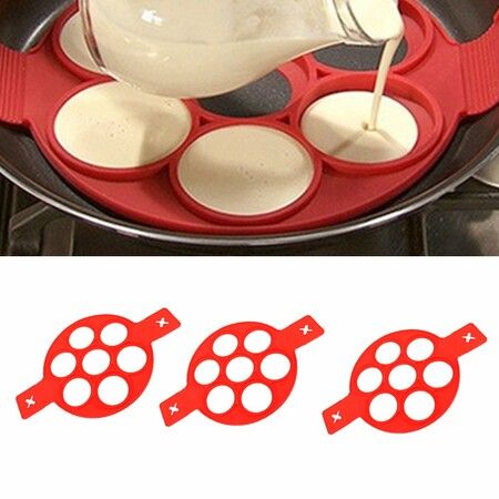 High Quality 7 hole round silicone breakfast fried egg pancake molds moulds rings omelette