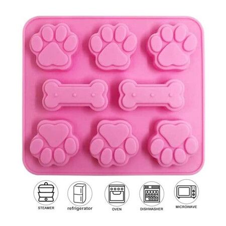 2 Pieces Puppy Dog Bone Silicone Molds for Chocolate, Candy, Jelly, Cookies, Cube, Dog Treats