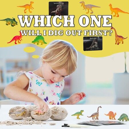 Easter Egg Dig Kit with 12 Dinosaur Toys for Kids Archaeology Science STEM Activity for Exciting Excavation Fun