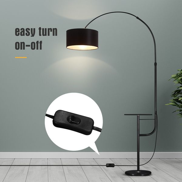 Modern Black LED Floor Lamp Arc Standing Corner Reading Light Adjustable Storage Living Room