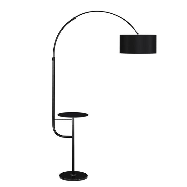 Modern Black LED Floor Lamp Arc Standing Corner Reading Light Adjustable Storage Living Room