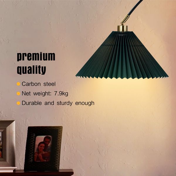 Black LED Floor Lamp Arc Corner Standing Reading Light Height Adjustable Storage Shelves Drawer