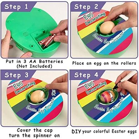 Easter Eggs Music Light Spinner?egg dying kit?egg painting kit,Coloring Kit with plus 10 wooden eggs crystals cartoon stickers