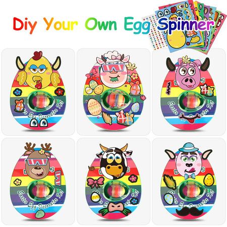 Easter Eggs Music Light Spinner?egg dying kit?egg painting kit,Coloring Kit with plus 10 wooden eggs crystals cartoon stickers