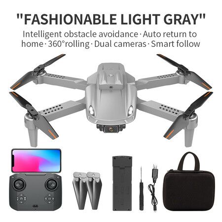 2022 Newest Drone 1080P 4K HD WiFi FPV Dual Camera Height Keep Real Time Transmission Foldable Smart Obstacle Avoidance Air Vehicle RC Drone L21 Color Grey