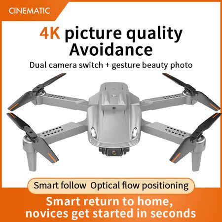 2022 Newest Drone 1080P 4K HD WiFi FPV Dual Camera Height Keep Real Time Transmission Foldable Smart Obstacle Avoidance Air Vehicle RC Drone L21 Color Grey