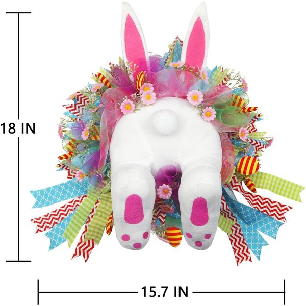 Easter Door Wreath with Bunny Butt Ears Decorations Easter Rabbit Garland for Front Door Supplies