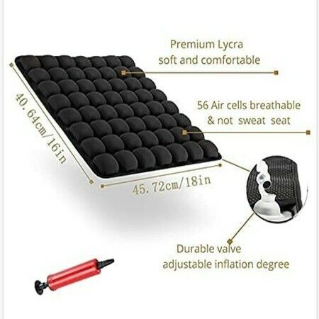 Comfortable Non-Slip Adjustable Inflatable Chair Cushion (Black)