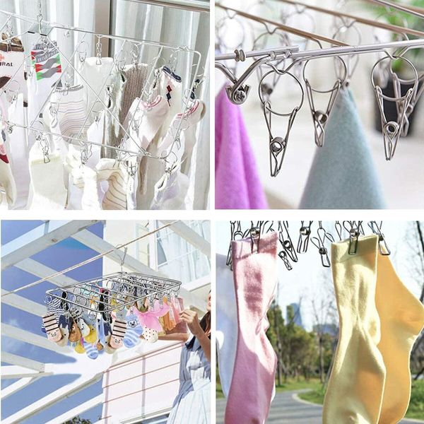 52 Clips Clothes Drying Racks Stainless Steel Drip Hanger Folding Clothes Drying Socks, Bras, Towel, Underwear,