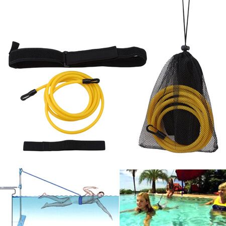 4m adjustable swimming resistance training elastic belt exerciser safety rope latex tubes swimming training