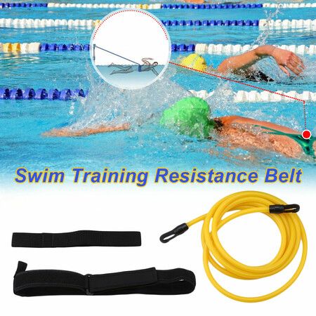 4m adjustable swimming resistance training elastic belt exerciser safety rope latex tubes swimming training