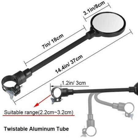 2 Pack Bike Mirrors with Seal, 360 Rotation, Adjustable, HD Wide Angle, Safe for Mountain and Road Bike