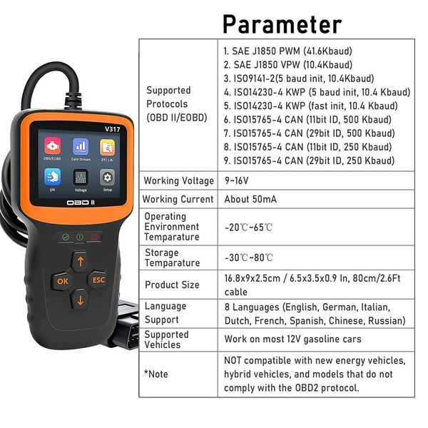 2022 Newest Scanner, Car Engine Code Reader Automotive Diagnostic Tool Scanner Monitor Auto Fault Code Scan Tool with Live Data