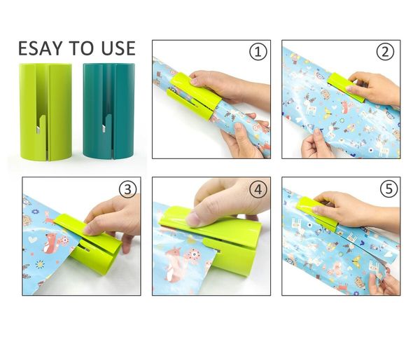 Wrapping Paper Cutter 2PCS, Sliding Gift Wrap Cutter, Easy Slide Wrapping Paper Cutter Tool Tube, Gift Wrapping Paper Roll Cutter