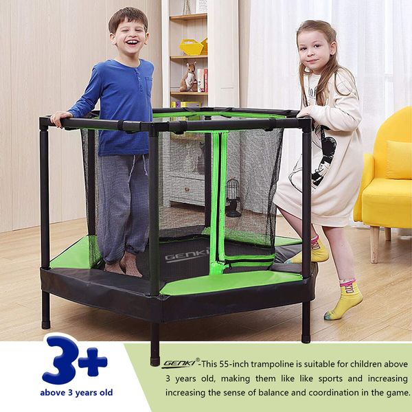 Genki Trampoline Rebounder Kid Rebounding Safety Net Indoor Outdoor Jumping Mat Handle