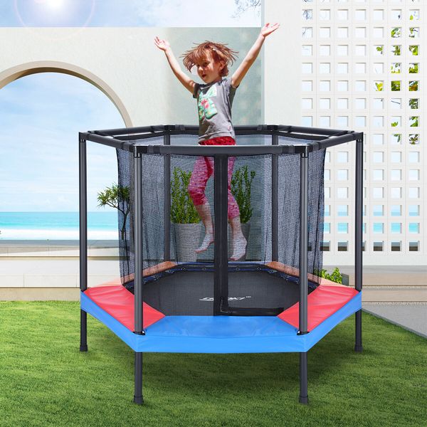 Genki Trampoline Rebounder Kids Safety Net Indoor Rebounding Jumping Pad Handle Outdoor