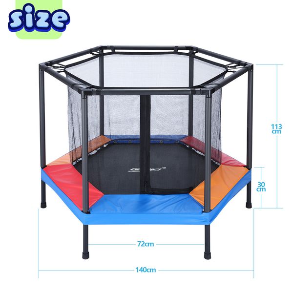 Genki Trampoline Rebounder Kids Safety Net Indoor Rebounding Jumping Pad Handle Outdoor