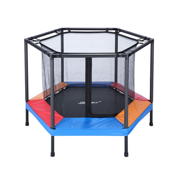 Genki Trampoline Rebounder Kids Safety Net Indoor Rebounding Jumping Pad Handle Outdoor