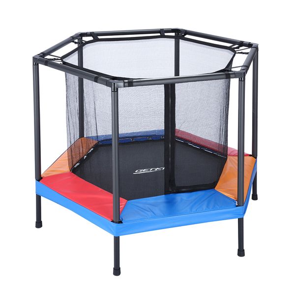 Genki Trampoline Rebounder Kids Safety Net Indoor Rebounding Jumping Pad Handle Outdoor