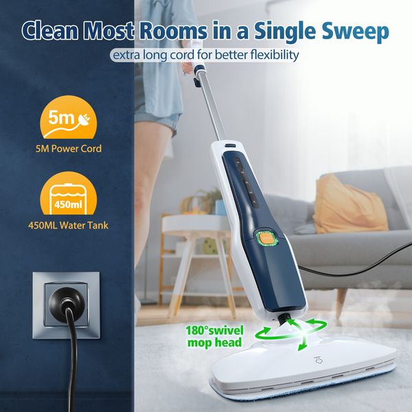 Maxkon Professional Steam Mop Cleaner Floor Cleaning Steamer 1300W with 3 Steam Levels