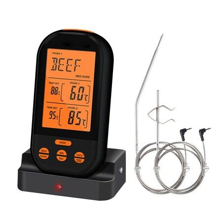 Meat Thermometers Lcd Digital Double Probe Remote Wireless Bbq Grill Kitchen Thermometer Home Cooking Tools With Timer Alarm